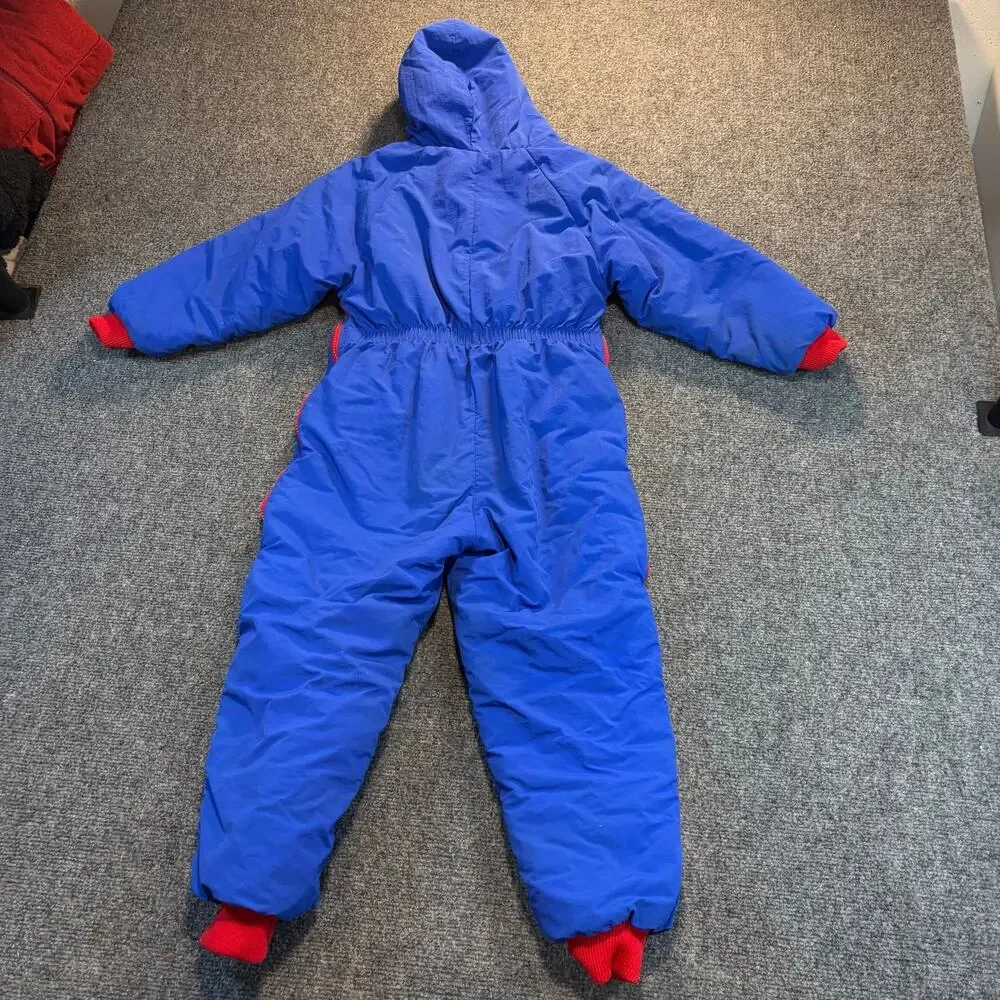 Vintage REI Kids Snowsuit Blue Red One Piece Ski Suit Warm Outdoor Size XS 4/5